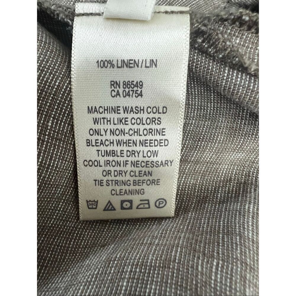 Tommy Bahama Women Size XS Brown Linen Collared Shirt Dress Roll-Tab Sleeve - Picture 10 of 15
